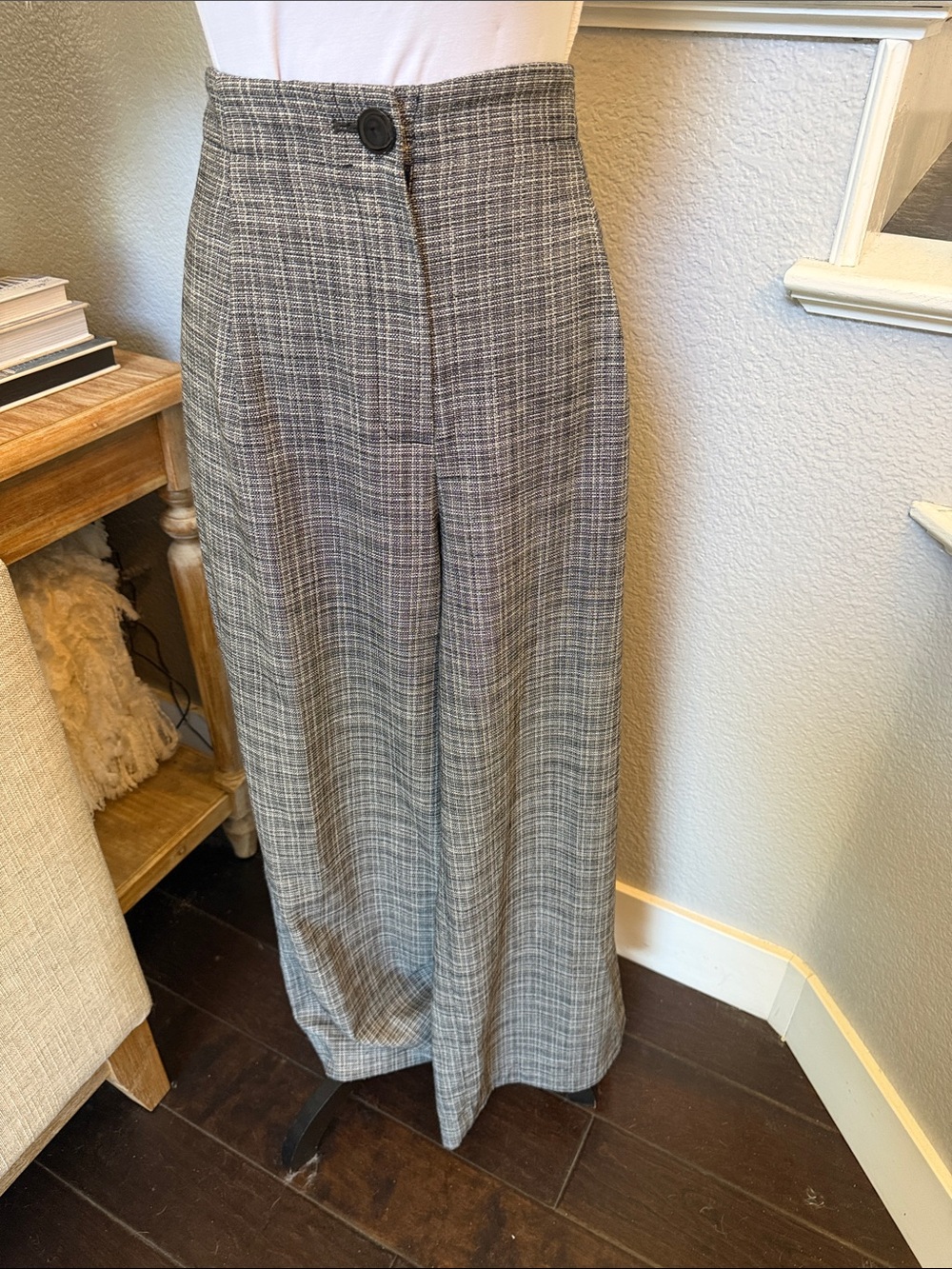 Karl Lagerfeld Paris Pinstripe High Waist Wide Leg Trousers Size 14 - Picture 3 of 8